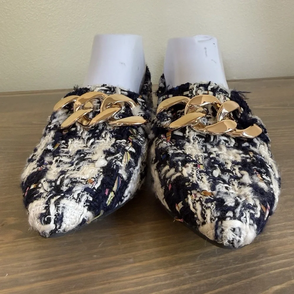 Steve Madden Womens‎ 8.5M Famed Tweed Slip On Pointy Toe Loafers Flats Shoes